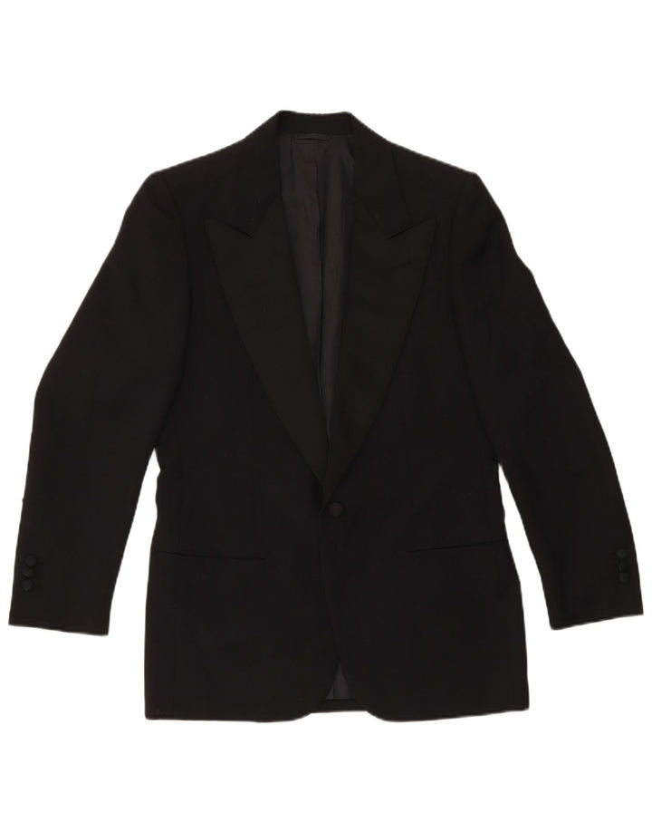 VINTAGE Herren 1-Knopf-2-teiliges Set IT 46 Small W29 L29 Schwarze Wolle