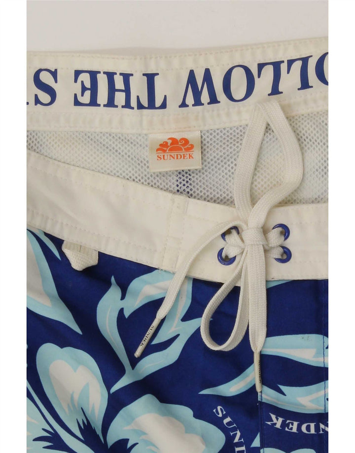 Sundek Herren-Badeshorts, klein, blau, geblümt