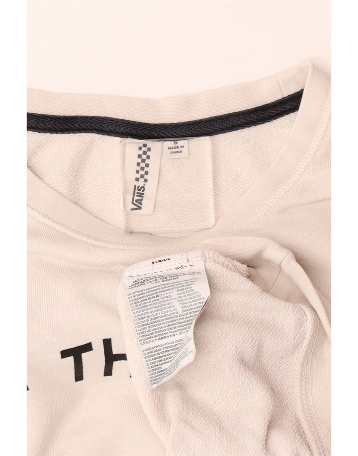 Vans Damen Grafik-Sweatshirt-Pullover UK 10 Small Weiße Baumwolle