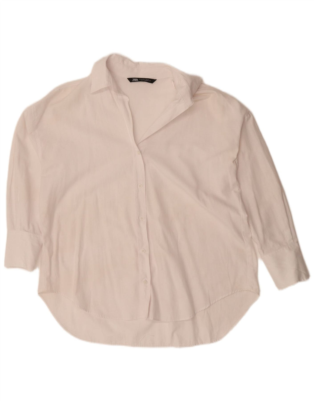 ZARA Womens Oversized Longline Shirt UK 10 Small White Cotton