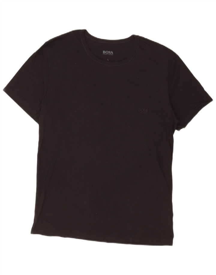 Hugo Boss Herren T-Shirt Top Large Schwarz Baumwolle