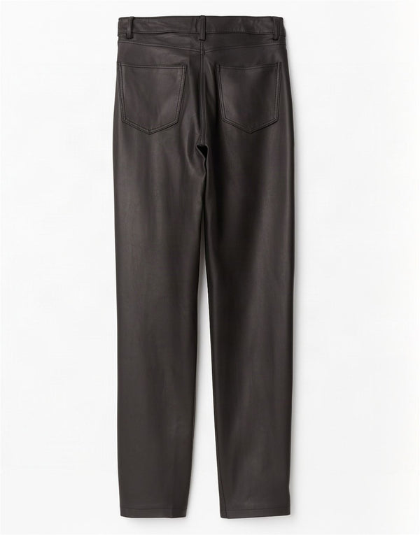 Zara Damen Gerade Kunstlederhose EU 36 XS W26 L31 Schwarz