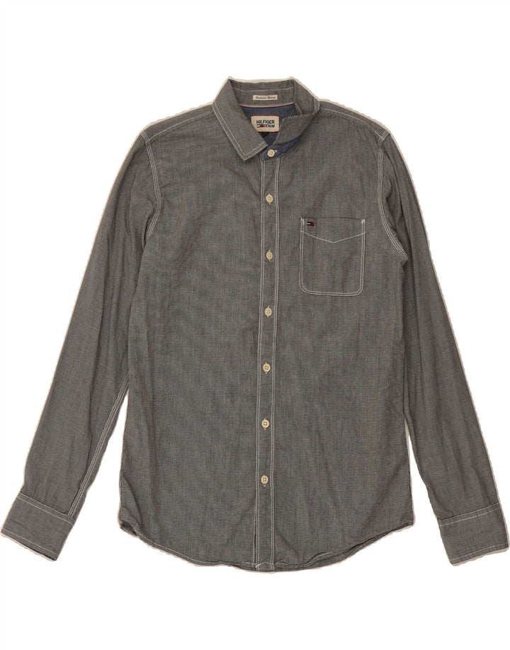 TOMMY HILFIGER Mens Shirt Medium Grey Houndstooth Cotton Vintage Tommy Hilfiger and Second-Hand Tommy Hilfiger from Messina Hembry 