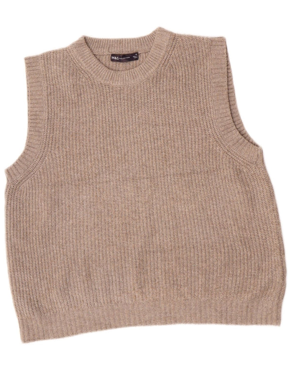 Marks & Spencer Damen Weste Tank Top UK 14 Medium Beige Polyester
