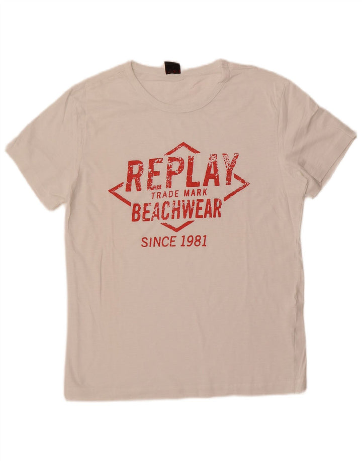 Replay Herren-T-Shirt mit Grafik, Größe S, Weiß