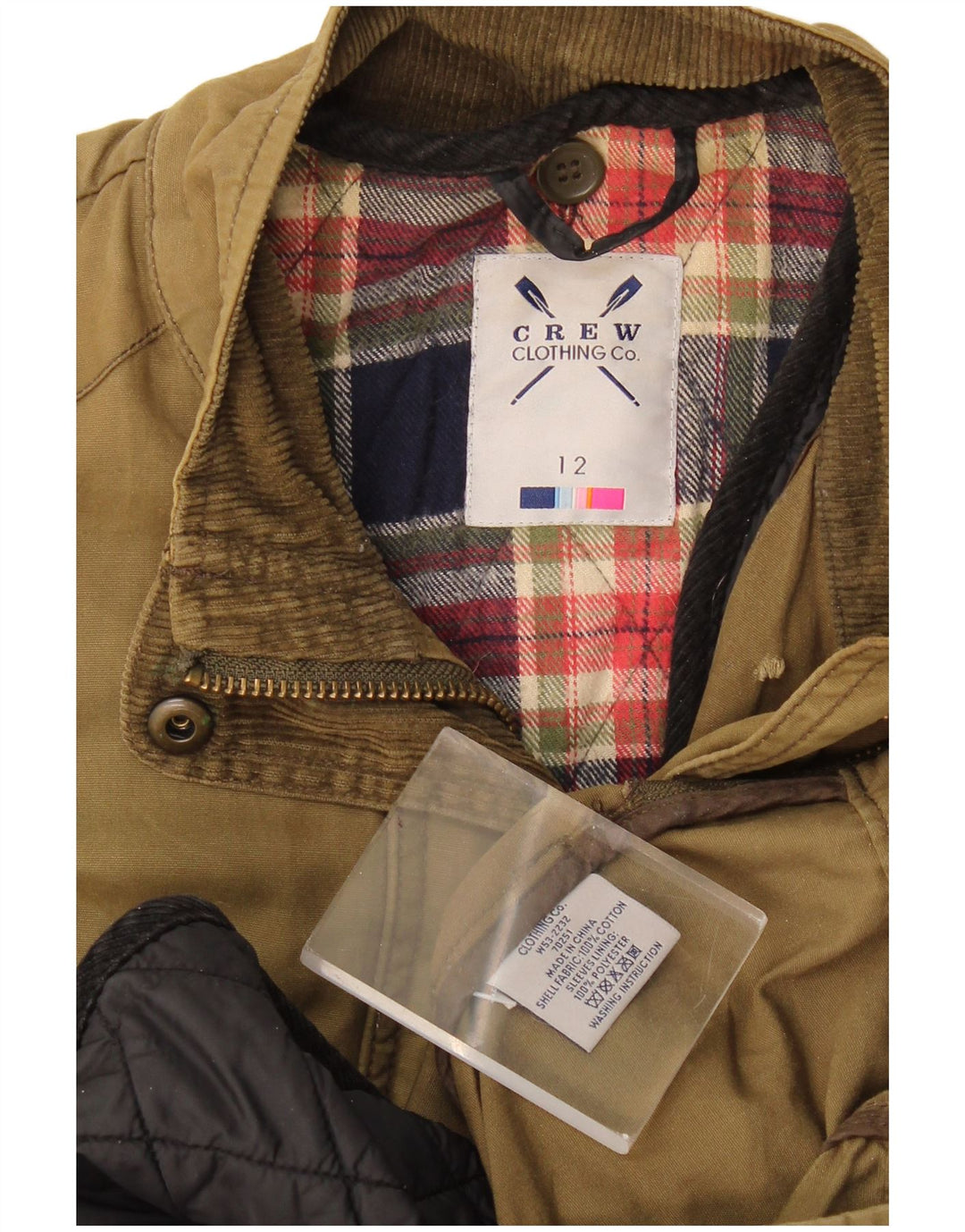 Crew Clothing Damen Utility-Jacke UK 12 Medium Khaki Baumwolle