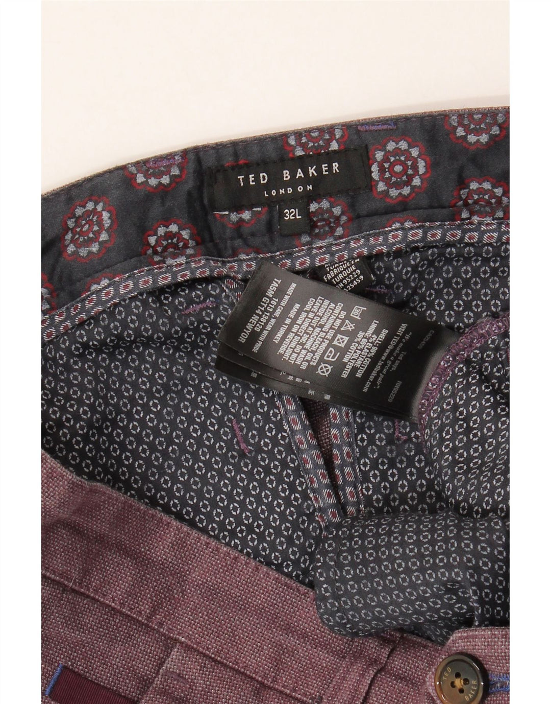 Ted Baker Slim-Anzughose für Herren, W32, L32, Kastanienbraun, Baumwolle