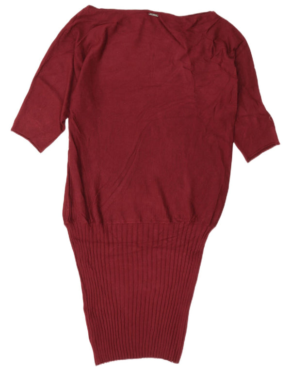 Liu Jo Damen-Kleid mit 3/4-Ärmeln, übergroß, mit tiefer Taille, Gr. 6, XS, Burgunderrot