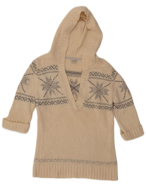 ESPRIT Damen Kapuzenpullover UK 18 XL Beige Fair Isle Wolle