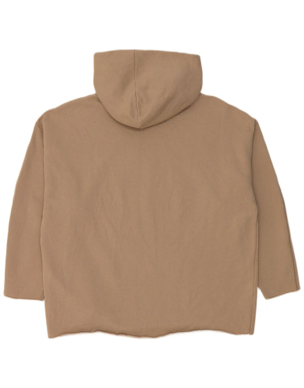 Zara Damen Übergroßer Kapuzenpullover UK 10 Small Beige Baumwolle