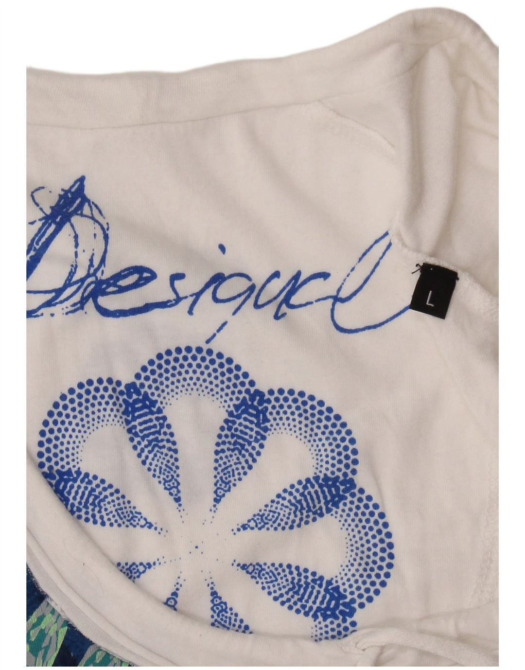 Desigual Womens Graphic T-Shirt Top UK 14 Large White Floral