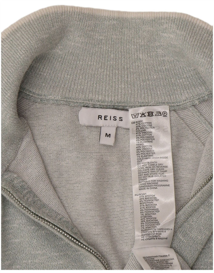 Reiss Herren-Pullover mit Reißverschluss am Hals, mittelblau gefleckte Baumwolle