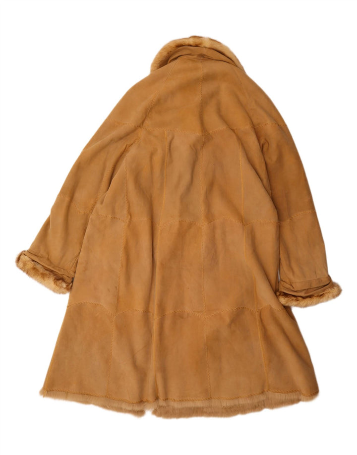 Vintage Damen Übergroßer Lammfellmantel UK 14 Großes beiges Leder