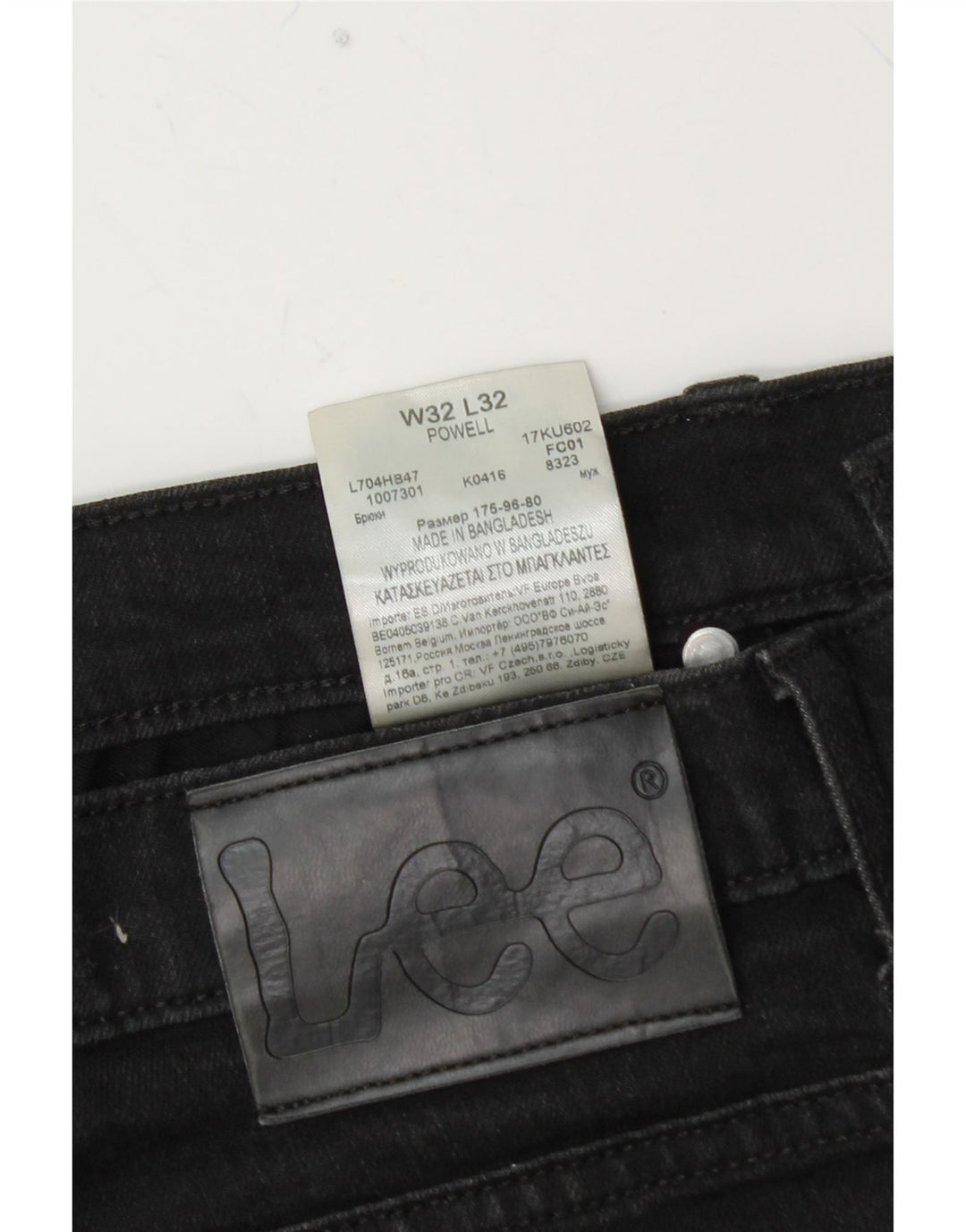 LEE Herren Powell Slim Jeans W32 L30 Schwarze Baumwolle