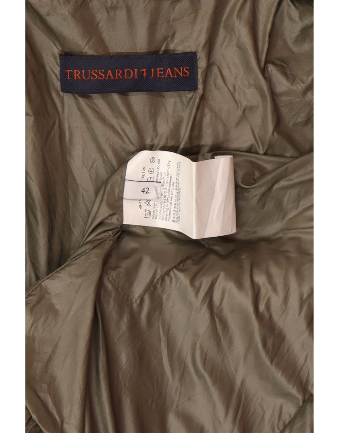 Trussardi Damen Bikerjacke IT 42 Mittelgrünes Polyester