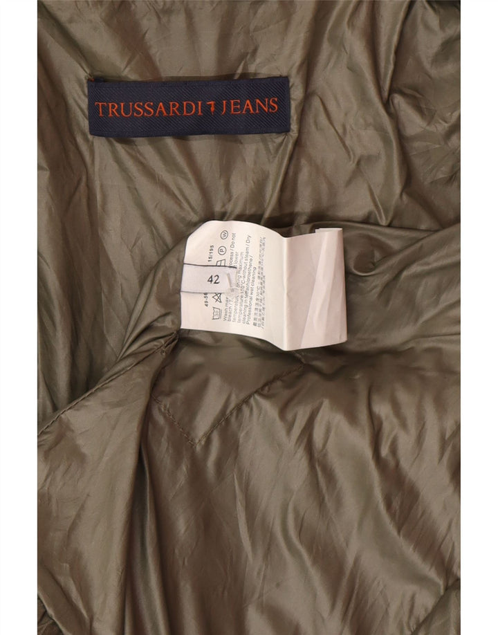 Trussardi Damen Bikerjacke IT 42 Mittelgrünes Polyester