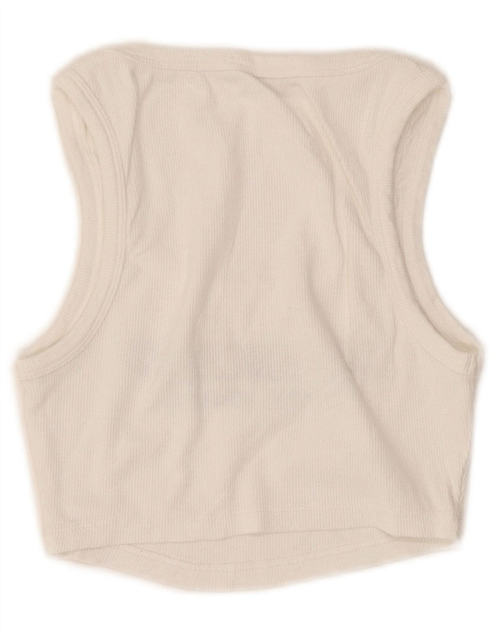 Zara Damen Crop Graphic Vest Top UK 8 Small Weiß
