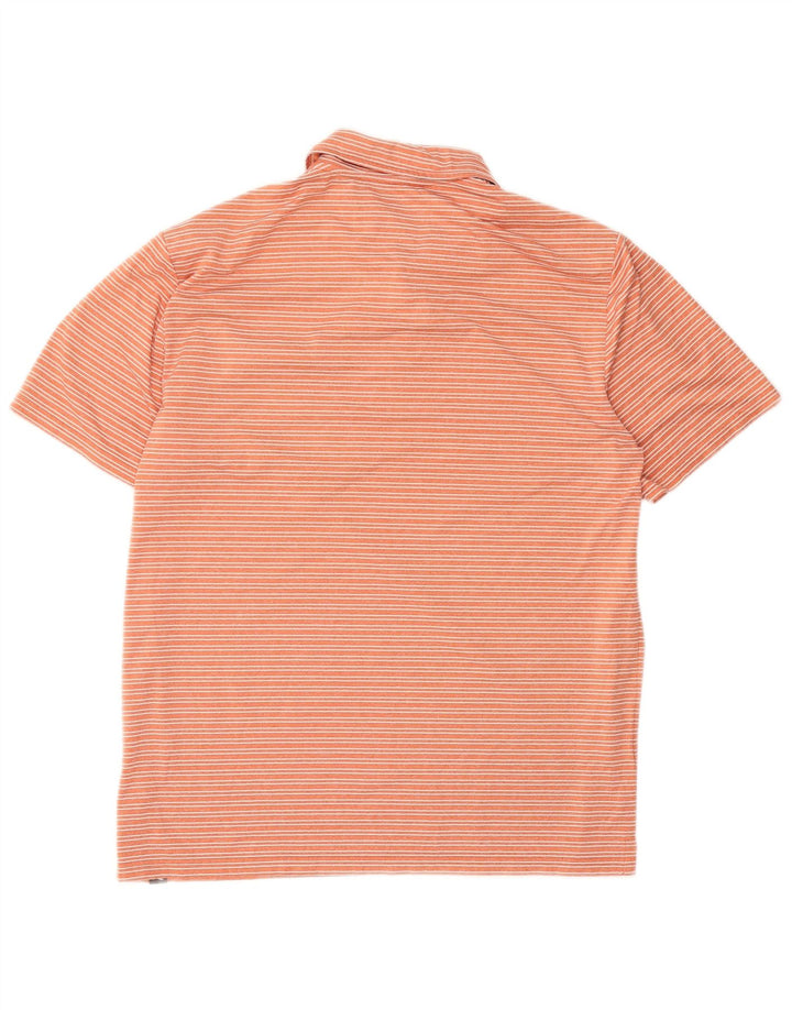 Eddie Bauer Herren-Poloshirt, mittelorange gestreift, Polyester