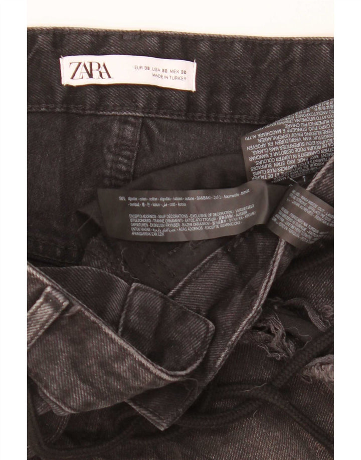 Zara Herren Distressed Denim Shorts EU 38 Small W30 Schwarze Baumwolle