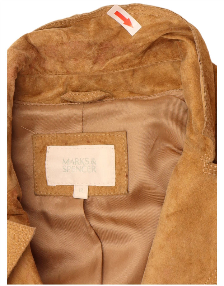 Marks & Spencer Damen Wildledermantel UK 12 Mittelbraunes Leder