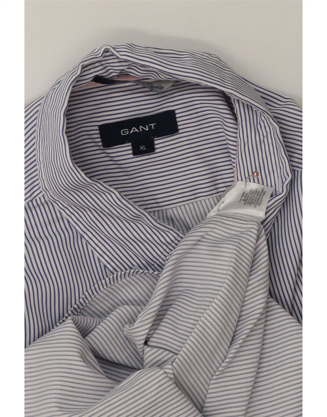 Gant Herrenhemd XL, blaue Nadelstreifen-Baumwolle