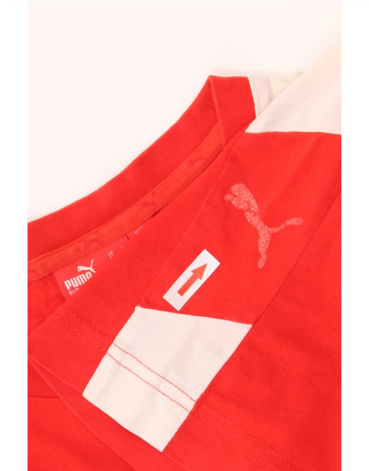 Puma Herren Grafik-T-Shirt-Oberteil Mittelroter Farbblock
