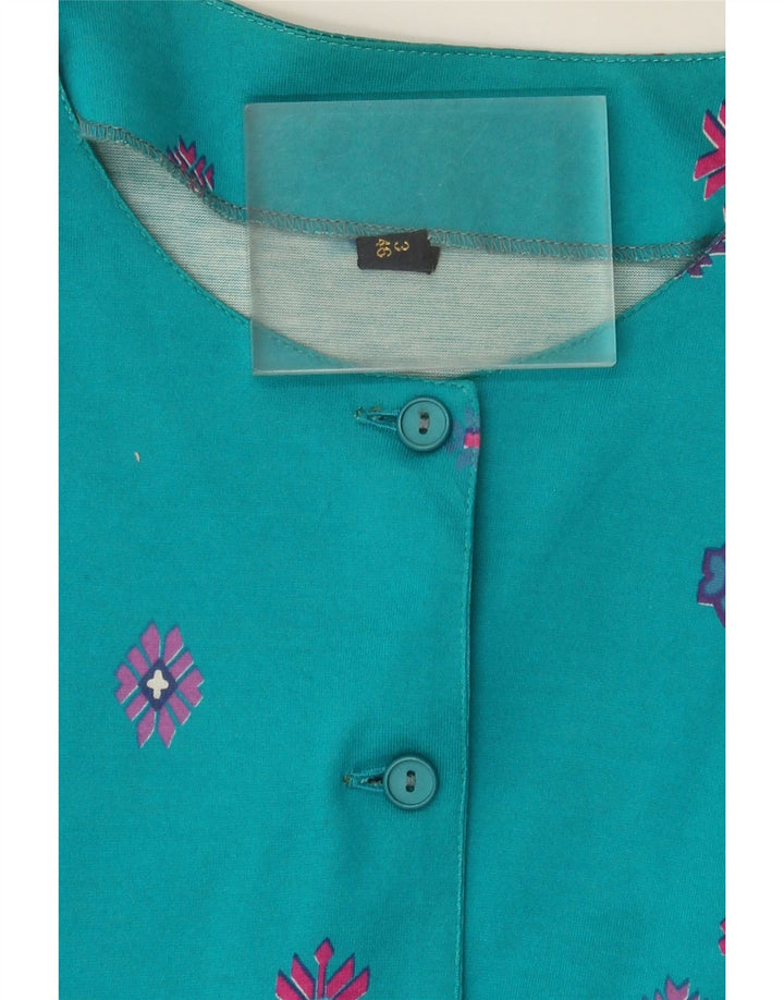 Vintage Damen A-Linie Kleid IT 46 Groß Blau Geometrisch