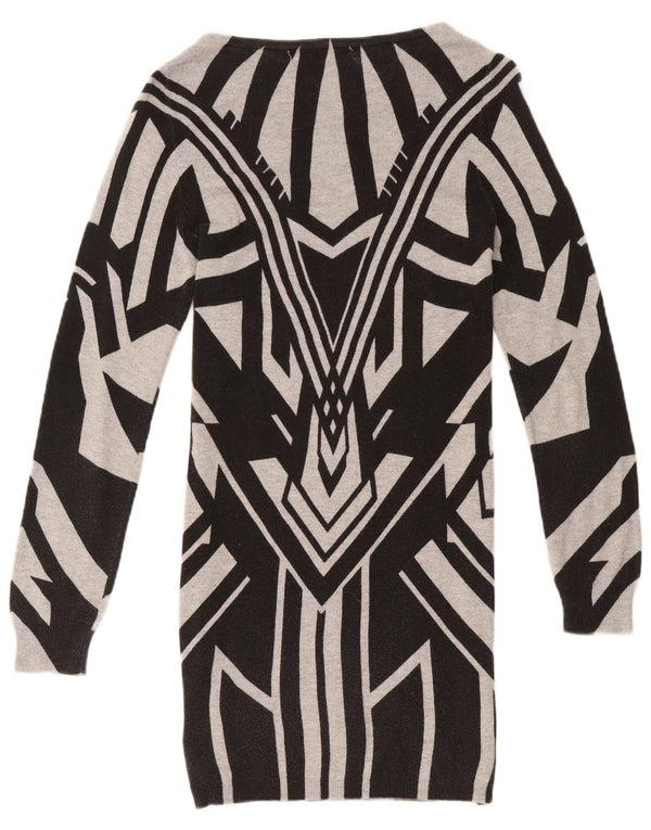 Marks & Spencer Langarm-Pulloverkleid für Damen, Gr. 8, klein, grau, geometrisch