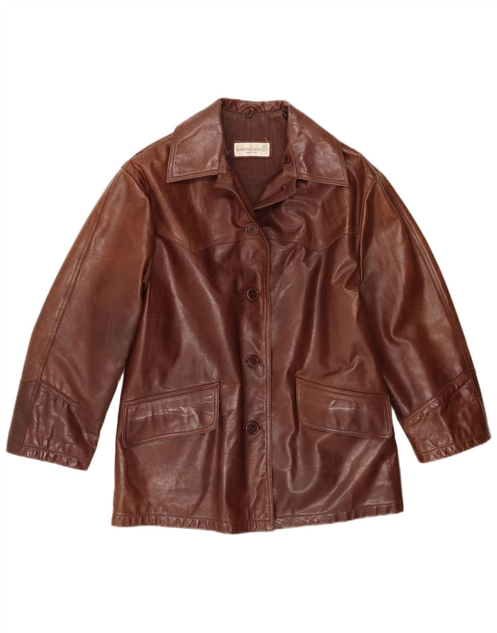 Santacroce Damen Lederjacke IT 42 Mittelbraunes Leder