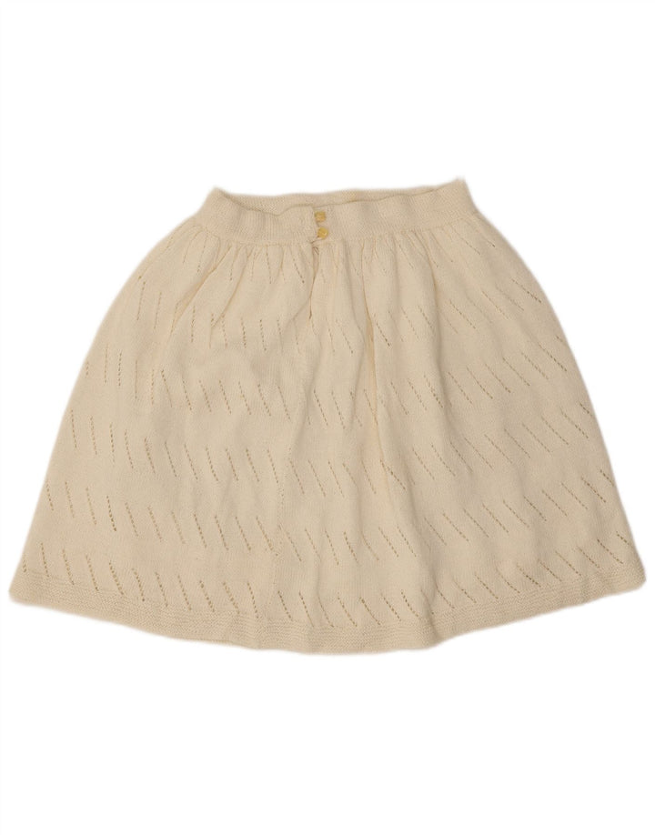 Vintage Damen Strick-A-Linien-Rock W26 Small Off White