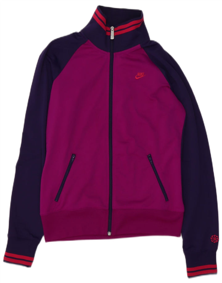 NIKE Damen-Trainingsanzug-Top-Jacke, UK 12, mittelviolettes Farbblock-Polyester