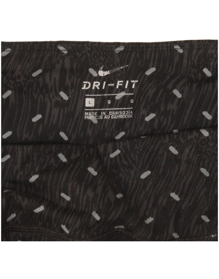 Nike Damen Dri Fit Leggings UK 14 Large Schwarz Gepunktet