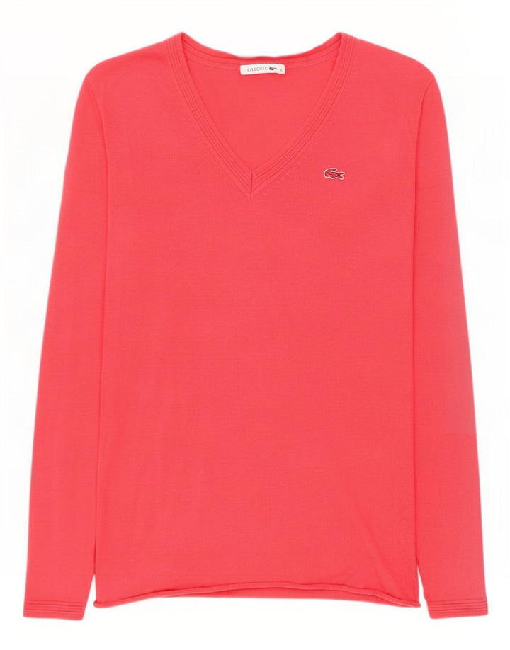 Lacoste Damen-Pullover mit V-Ausschnitt, EU 38, mittelrosa, Baumwolle