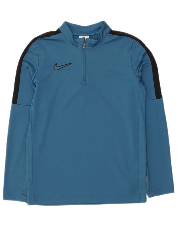 NIKE Boys Zip Neck Pullover Tracksuit Top 10-11 Years Medium Blue