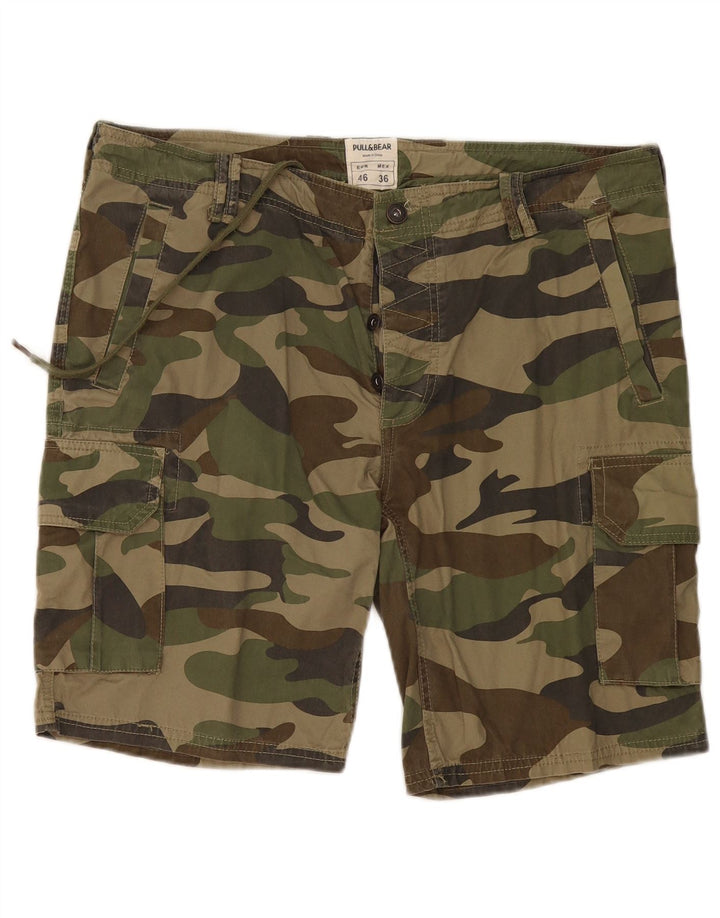 Pull & Bear Herren Cargoshorts EU 46 XL W36 Khaki Camouflage