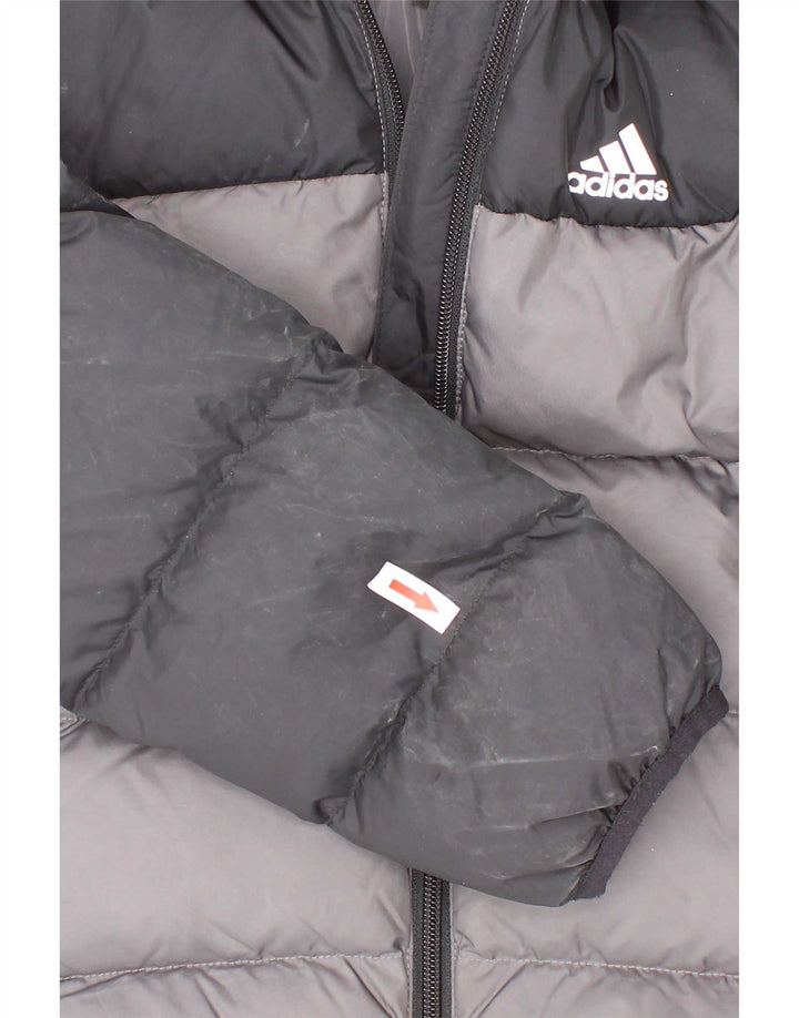 Adidas Wattierte Jacke mit Kapuze für Jungen, 6–7 Jahre, schwarzes Colourblock-Polyester
