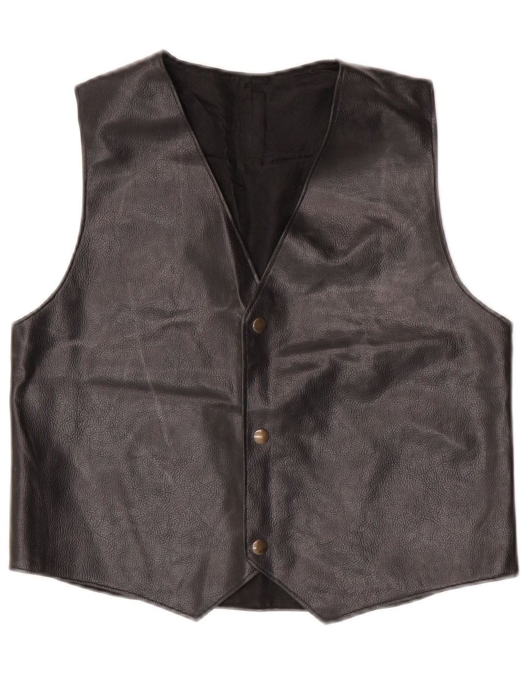 Vintage Damen Lederweste UK 14 Medium Schwarz