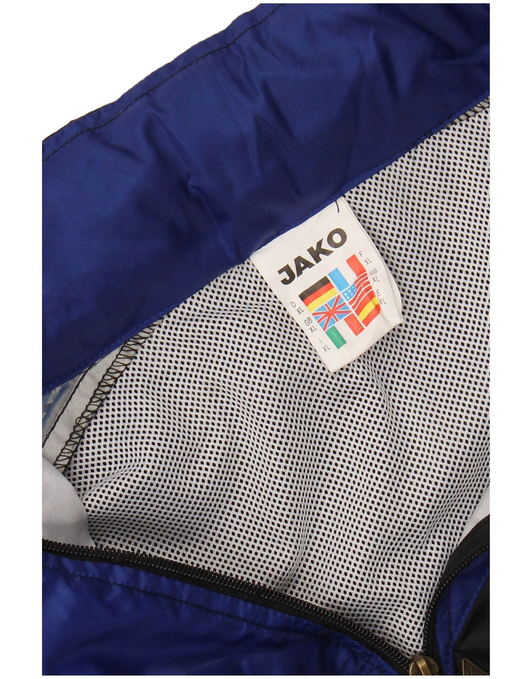 JAKO Herren-Regenjacke mit Kapuze und Grafik, UK 42, XL, schwarzes Colourblock-Nylon