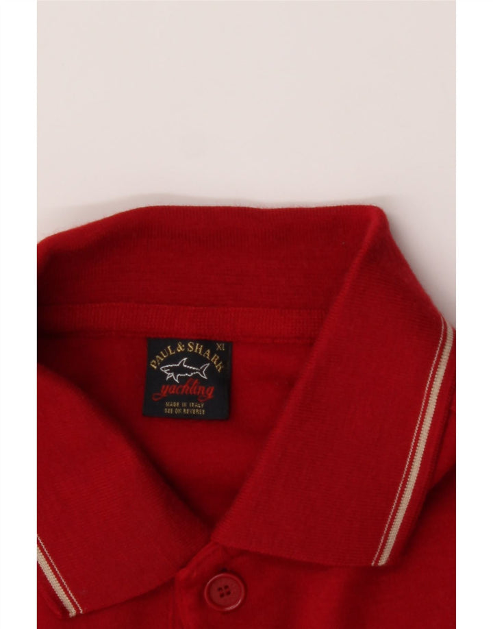 PAUL & SHARK Mens Polo Neck Jumper Sweater XL Red Wool Vintage Paul & Shark and Second-Hand Paul & Shark from Messina Hembry 