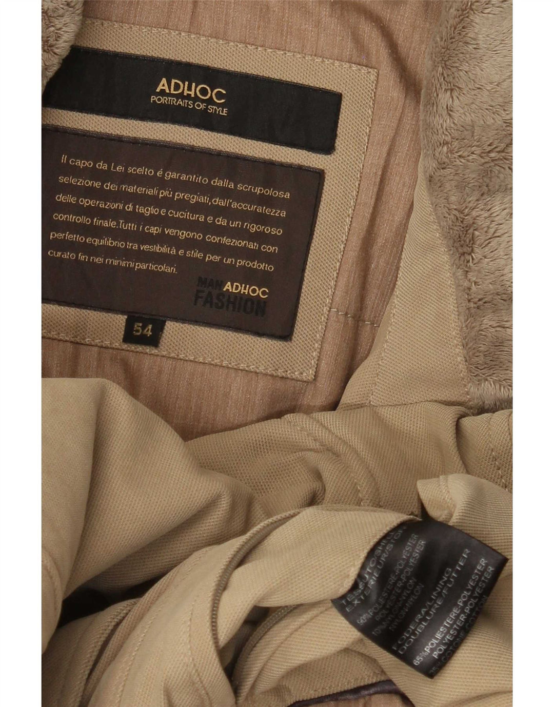 Adhoc Wattierte Herrenjacke mit Kapuze IT 54 2XL Beige Polyester