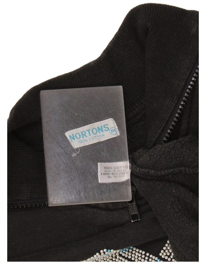 NORTONS Damen-Sweatshirt mit grafischem Reißverschluss, Gr. 14, mittelschwarz