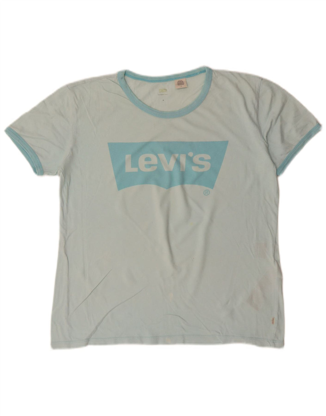 LEVI'S Damen Grafik-T-Shirt-Oberteil UK 14 Mitteltürkis Baumwolle