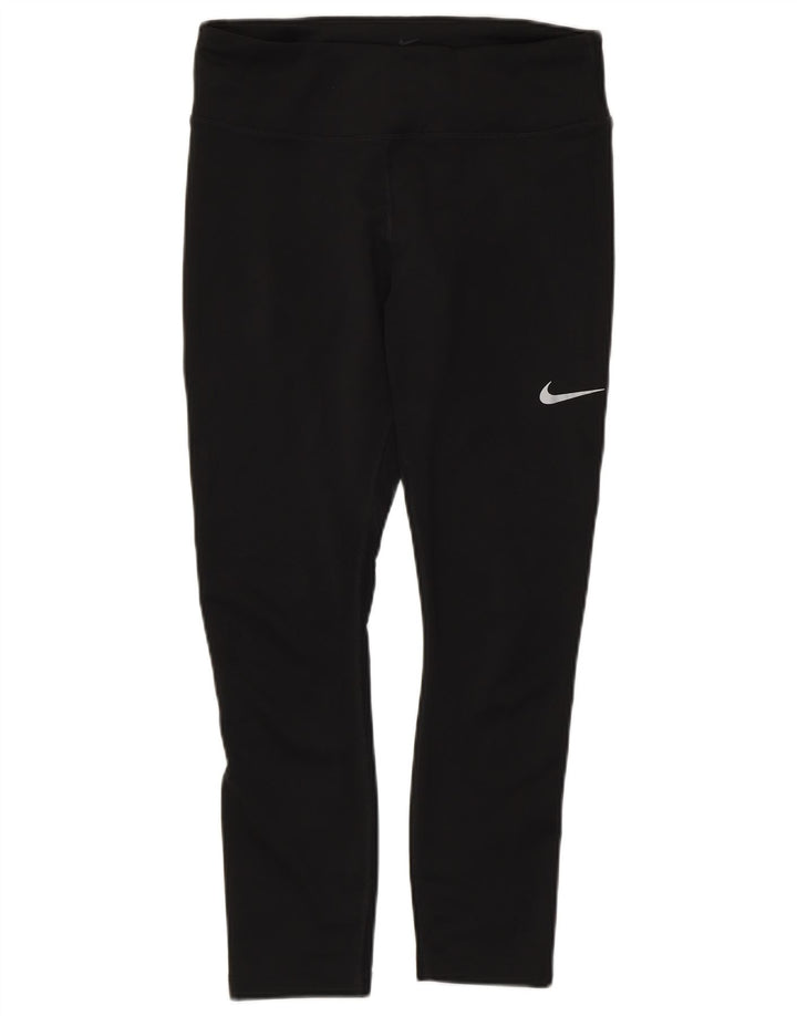 Nike Damen Dri Fit Crop Leggings UK 12 Medium Schwarz Polyester