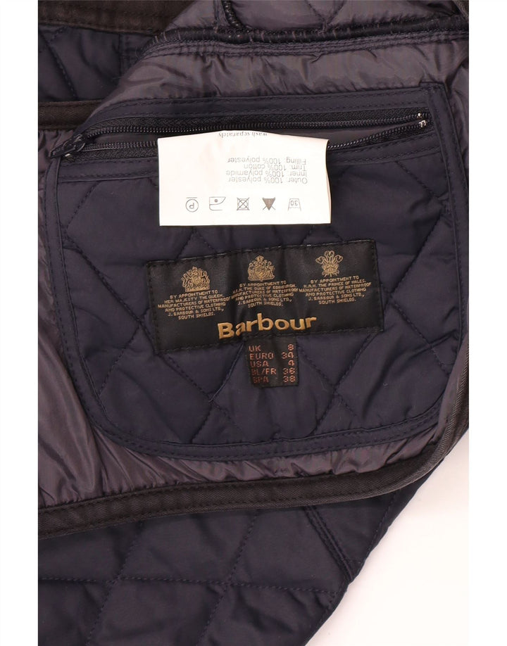 Barbour Damen Steppjacke UK 8 Small Marineblau Colourblock Polyester