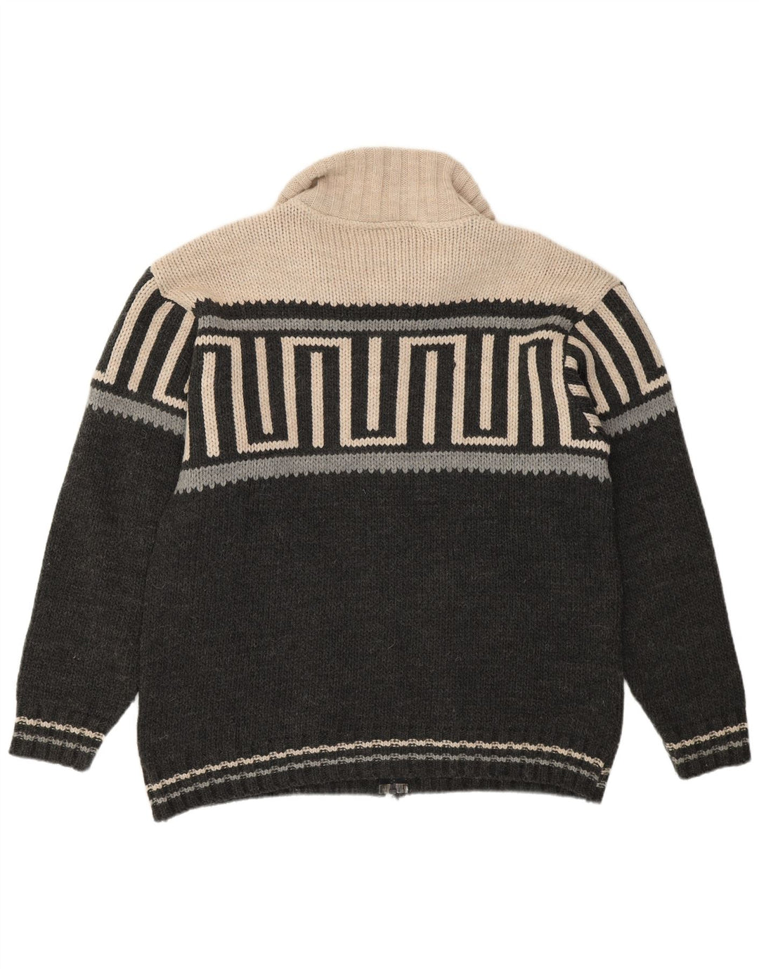 BOOM BAP Herren-Strickjacke, groß, grau, geometrisch, Acryl