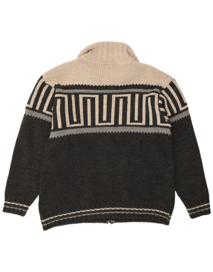 BOOM BAP Herren-Strickjacke, groß, grau, geometrisch, Acryl