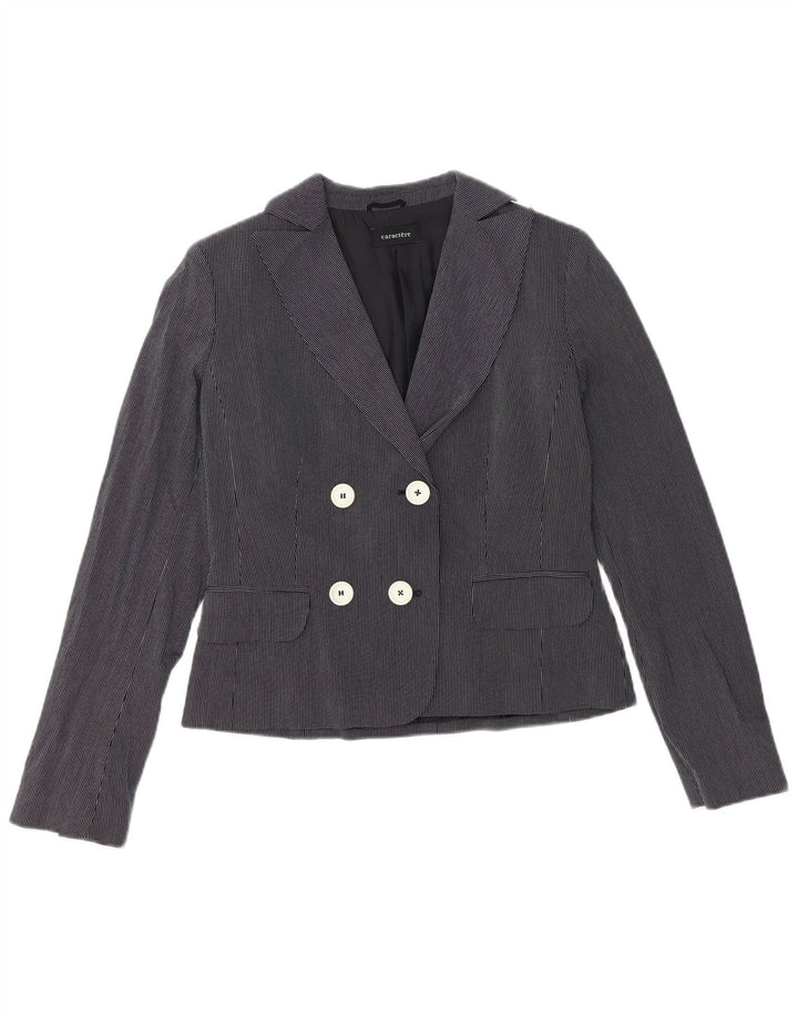 CARACTERE Womens Blazer Jacket UK 10 Small Navy Blue Pinstripe