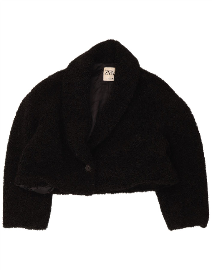 Übergroße Bolero-Jacke aus Kunstfell von Zara, Gr. 14, mittelschwarz, für Damen