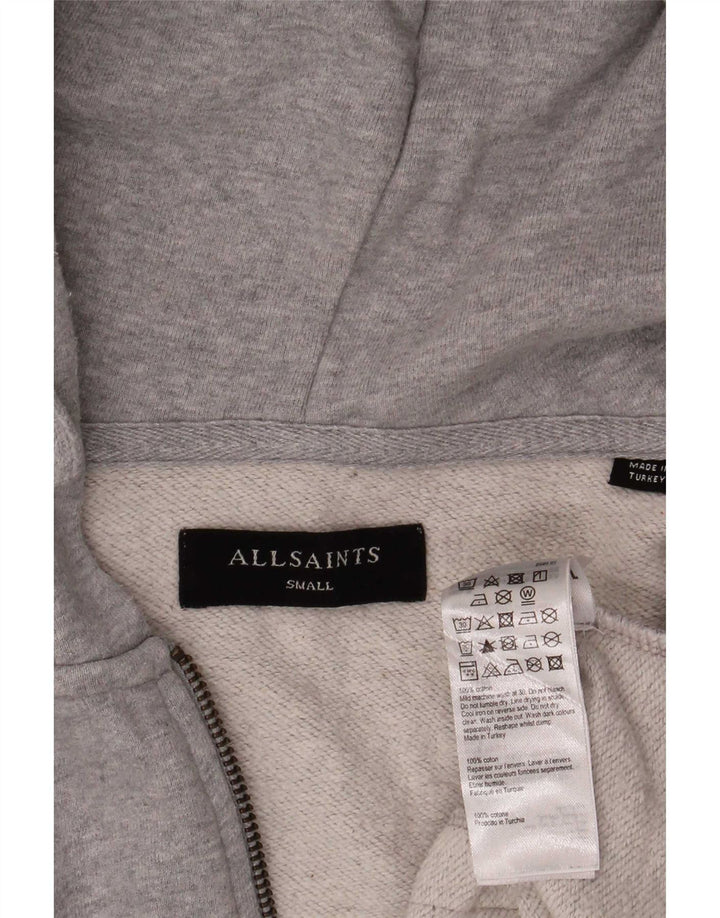 All Saints Herren-Kapuzenpullover mit Reißverschluss, Größe S, graue Baumwolle