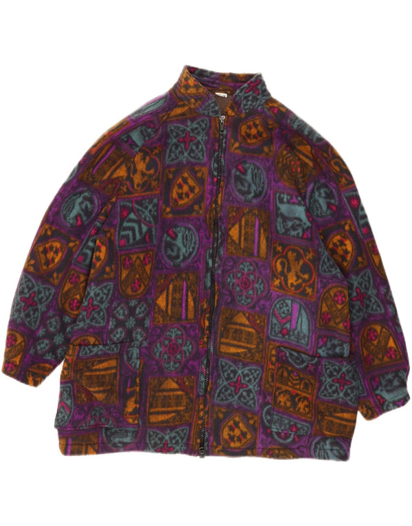 Vintage Damen Übergroße Fleecejacke UK 18 XL Mehrfarbig Geometrisch